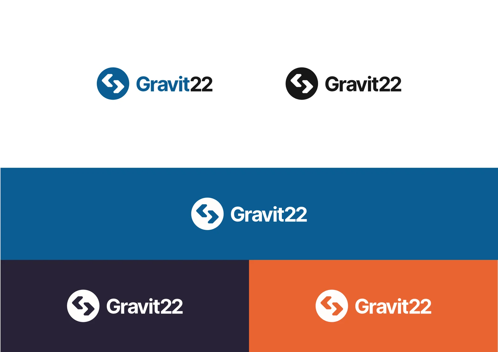 Gravit 22 logóváltozatok — pozitív, negatív és színes háttéren