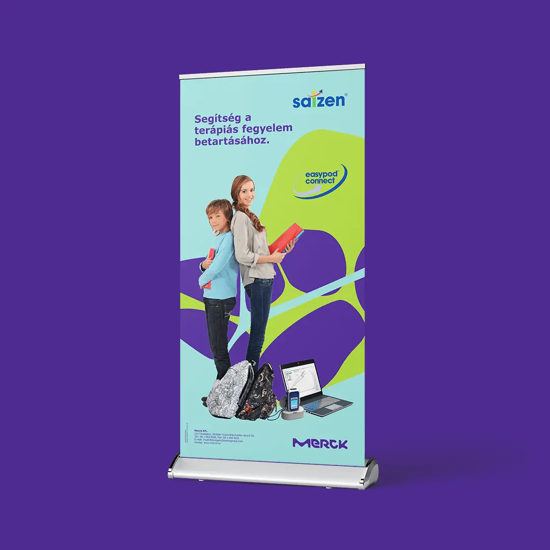 Merck roll-up grafikai tervezés — Creffart referencia
